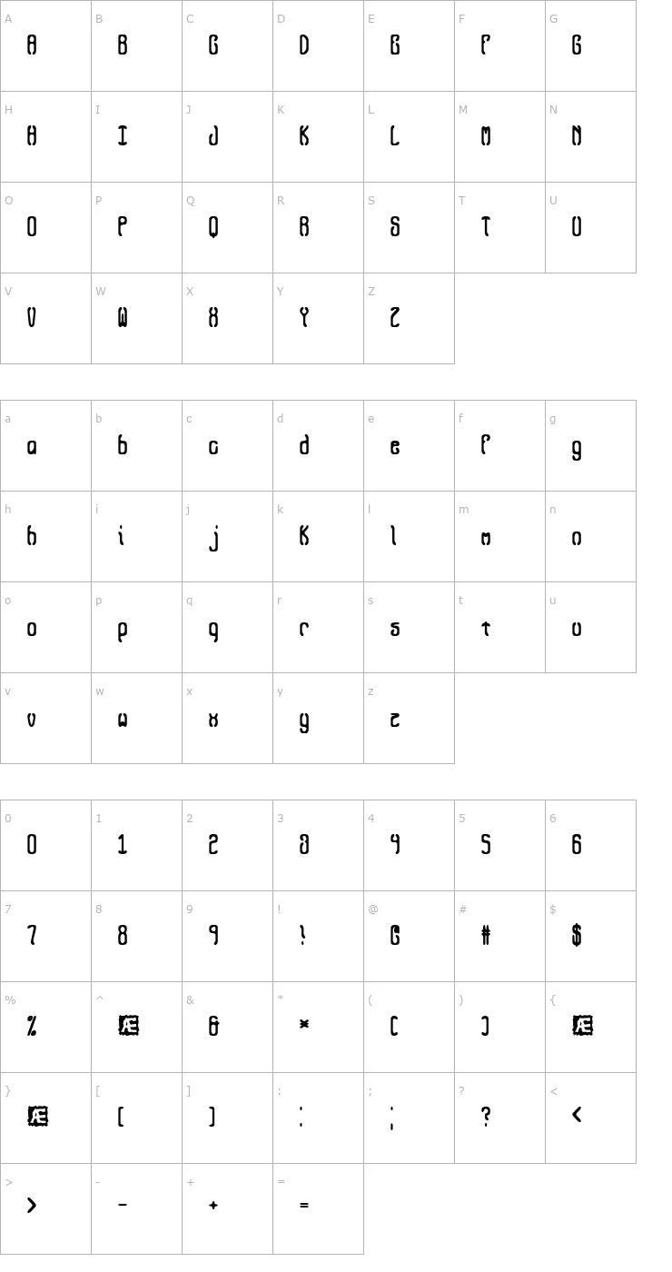 Character Map Queasy BRK Font