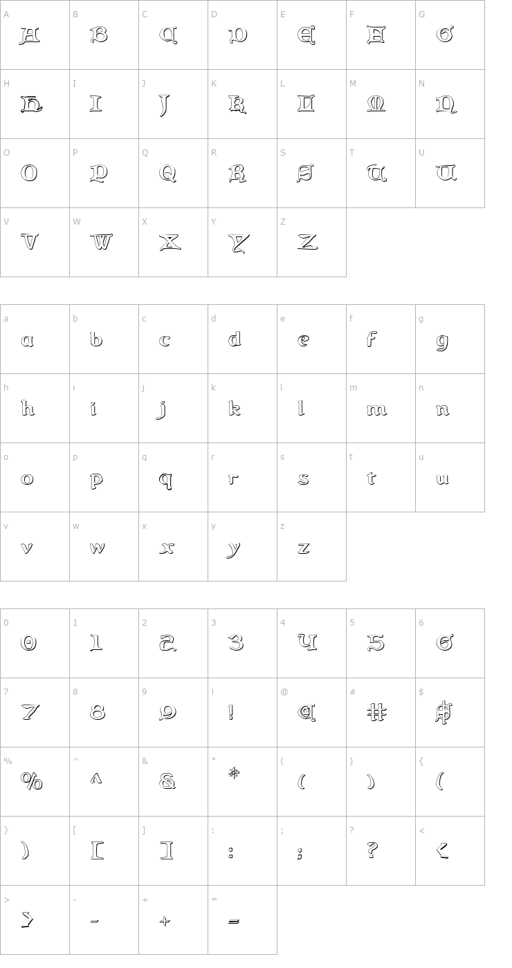 Character Map Queen & Country 3D Font