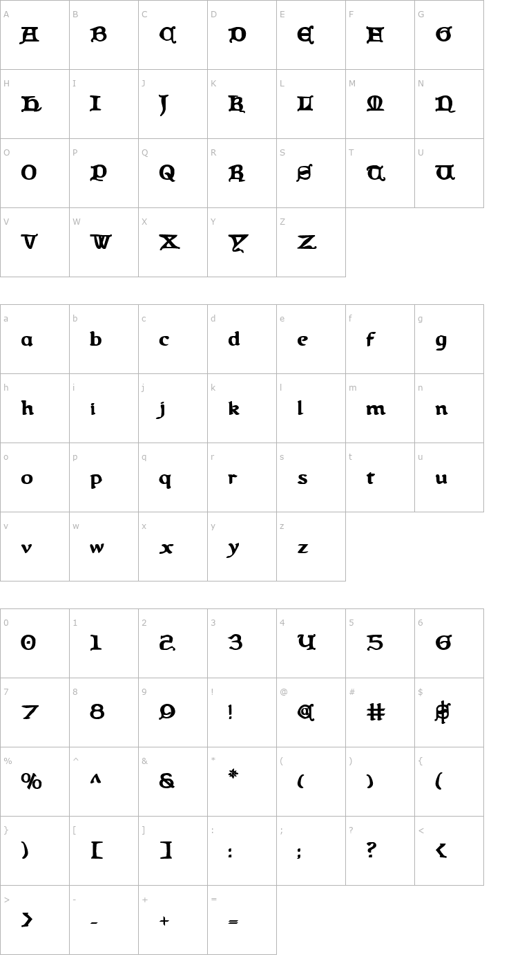Character Map Queen & Country Bold Font