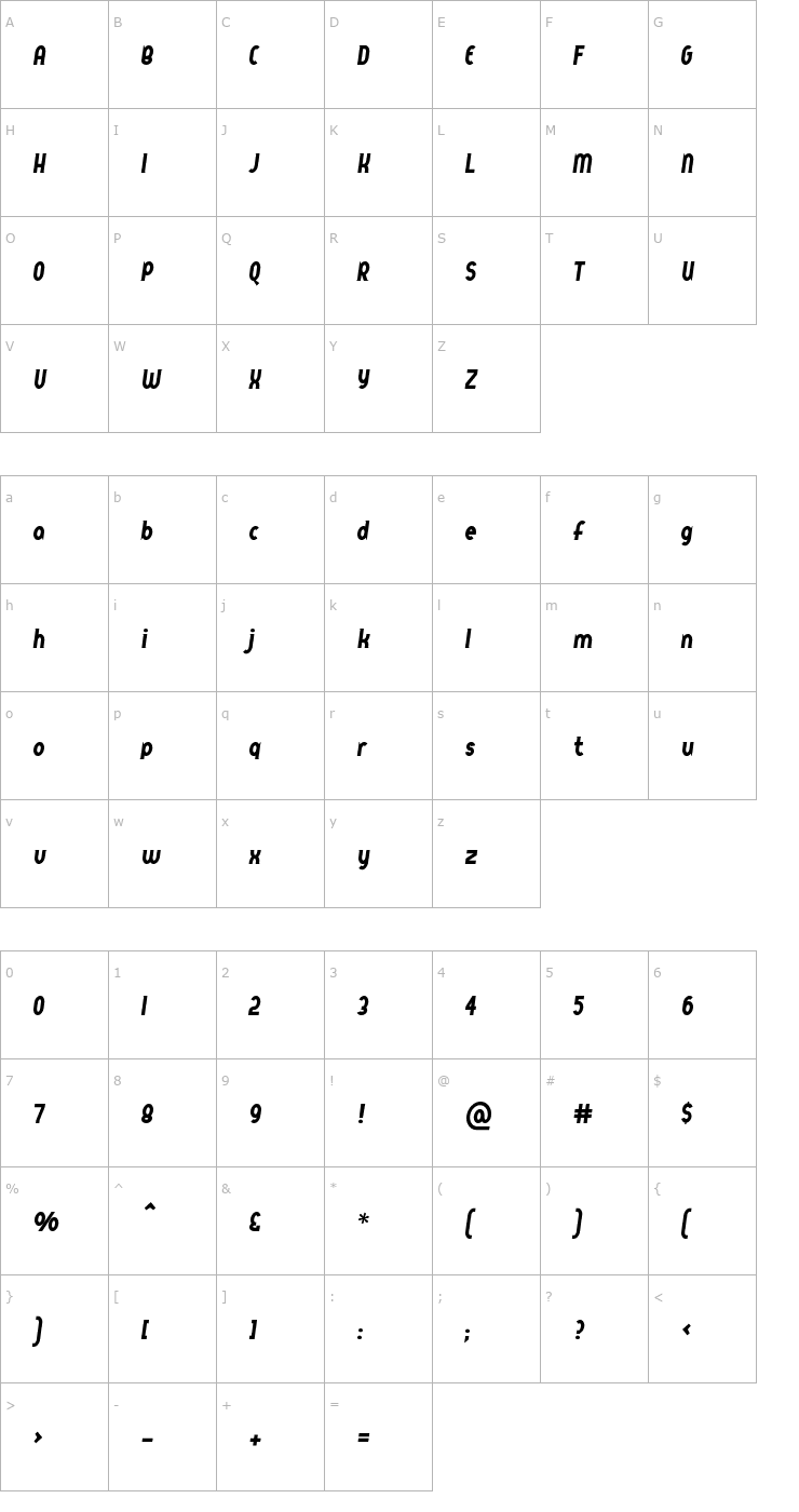 Character Map Queer Street Font