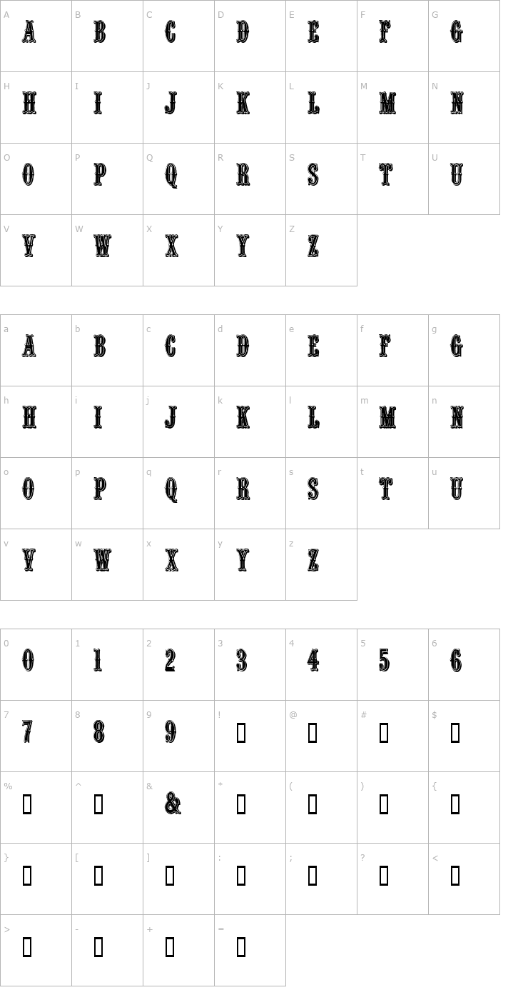 Character Map Quentin Caps Font