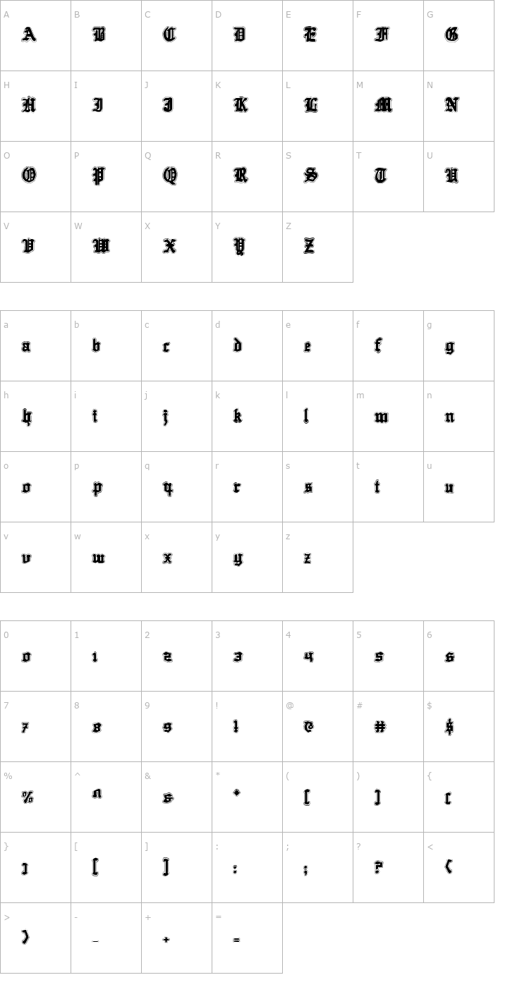 Character Map Quest Knight Academy Font