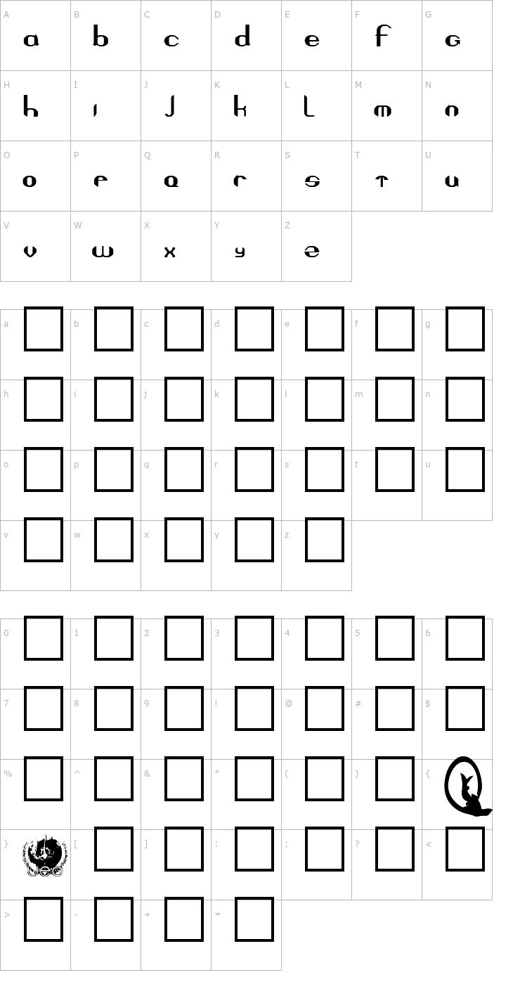 Character Map QUESTOR Font
