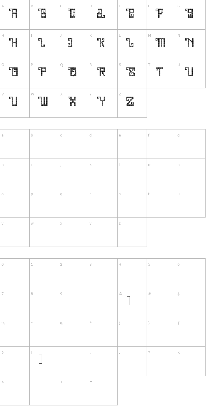 Character Map Quetzal Demo Font