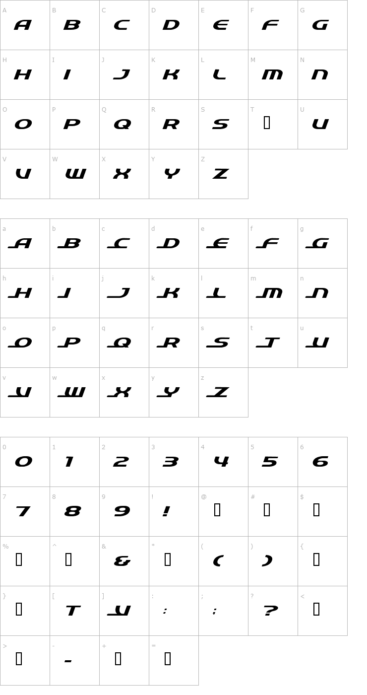 Character Map QuickExpress Font