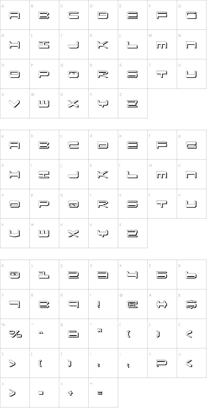 Character Map QuickGear Shadow Font