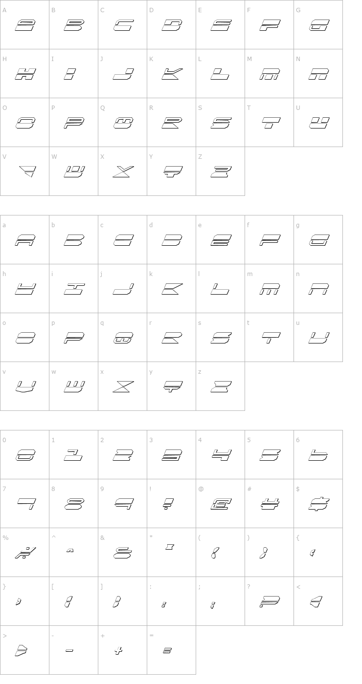 Character Map QuickMark Shadow Italic Font