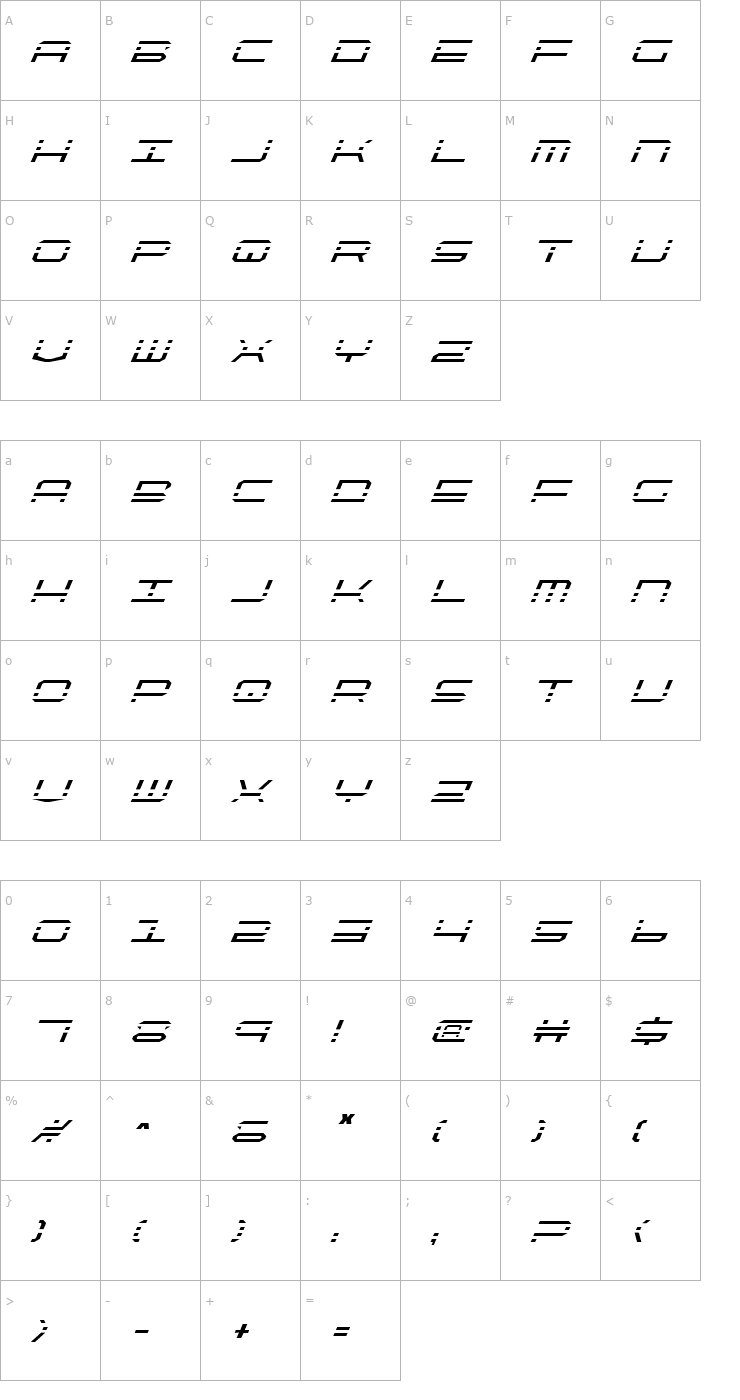 Character Map QuickQuick Italic Font