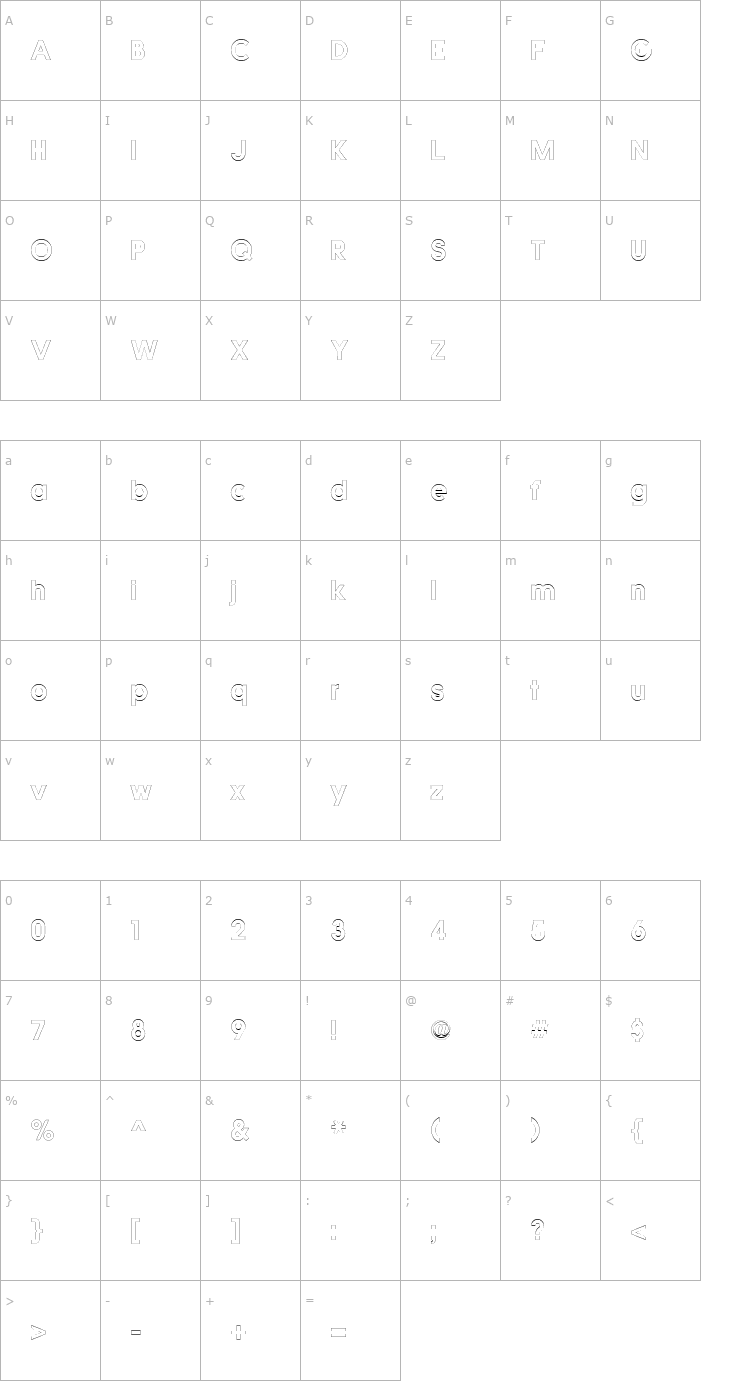Character Map Quicksans Accurate ICG Out Font