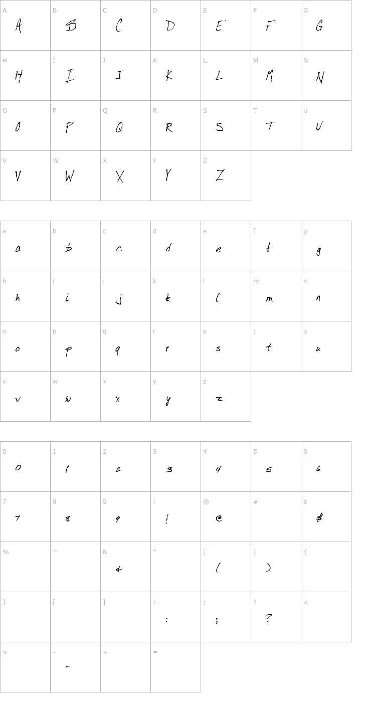 Character Map QuickScript Font