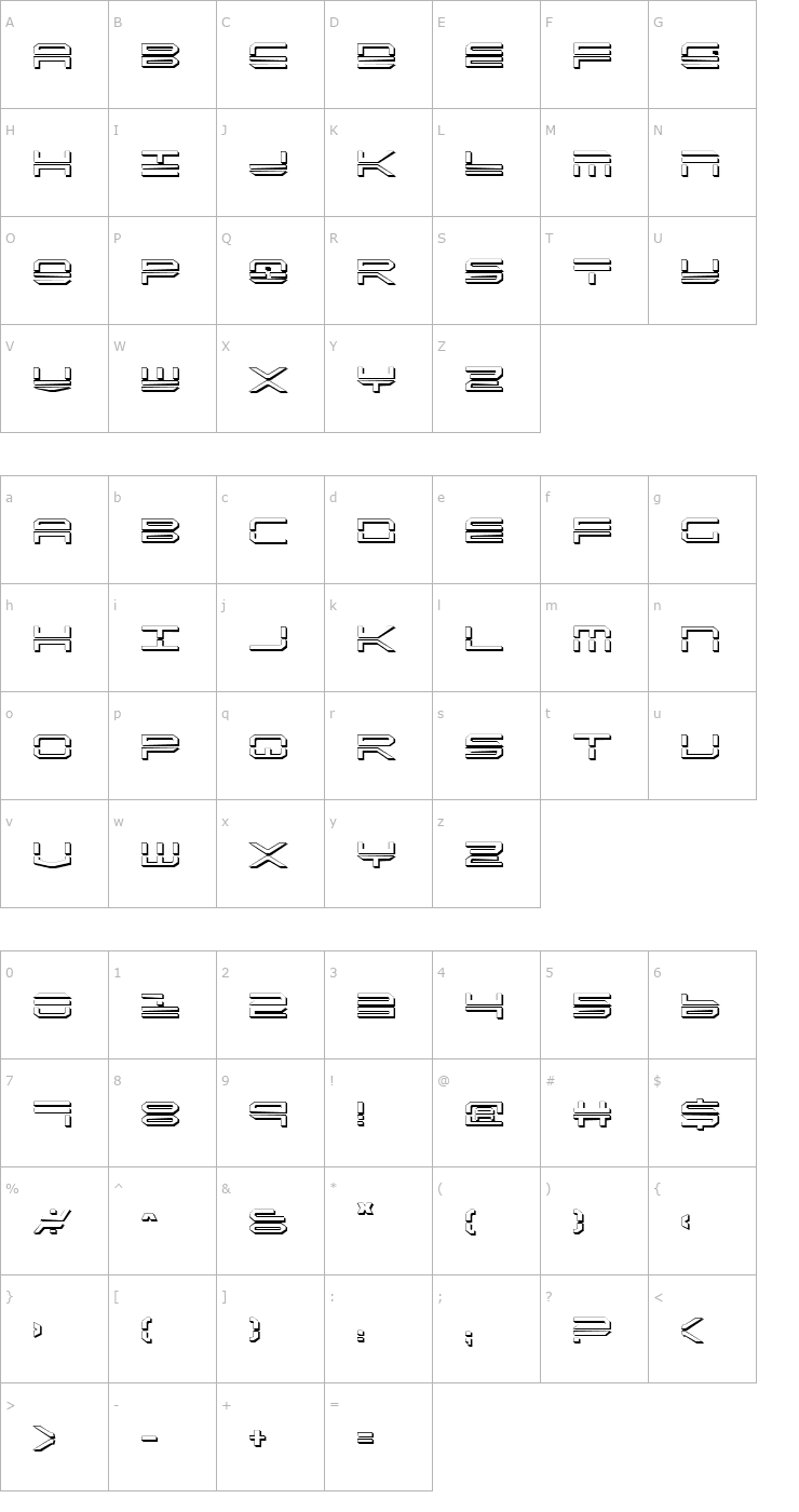 Character Map QuickStrike Shadow Font