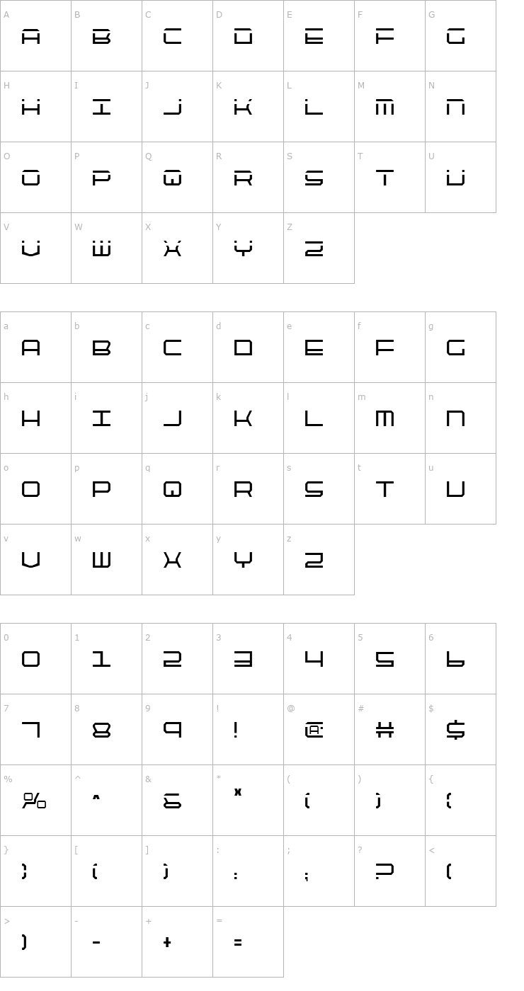 Character Map QuickTech Condensed Font
