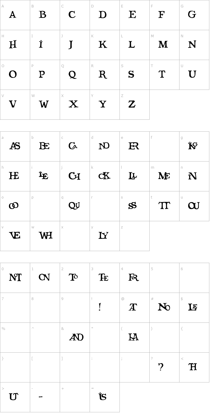Character Map Quicktype Regular Font