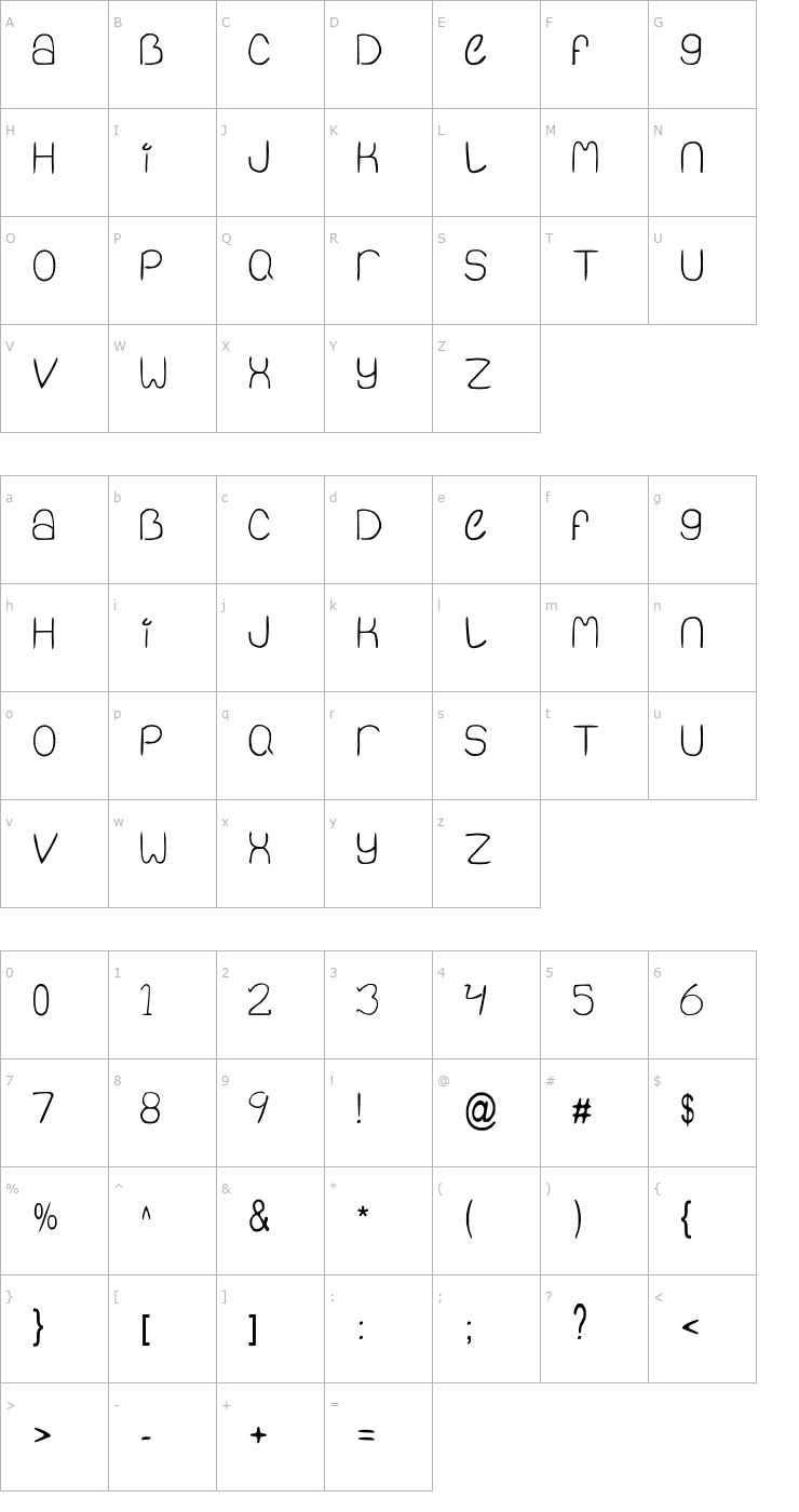 Character Map Quiet Infinity Font