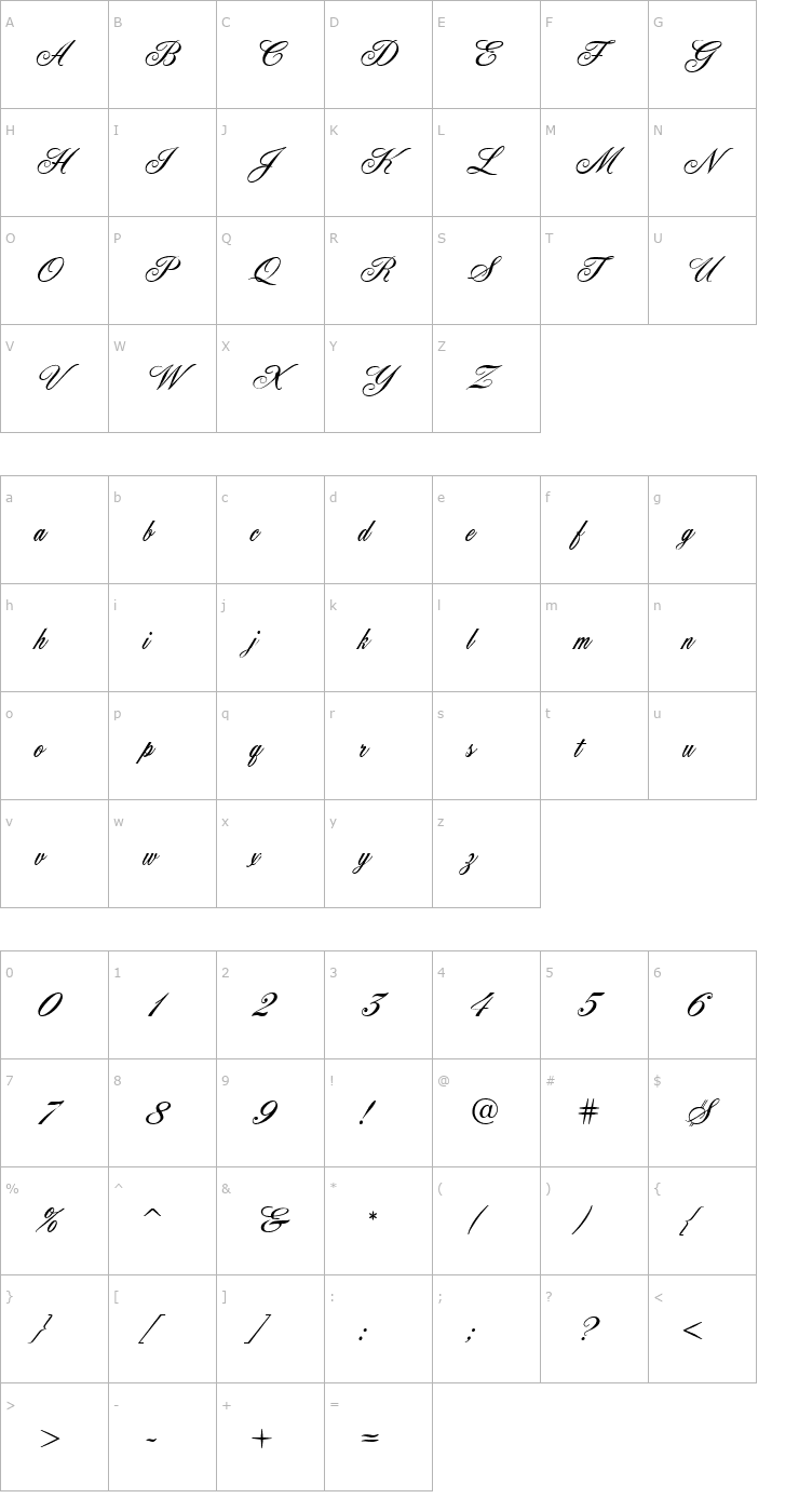 Character Map Quill Font