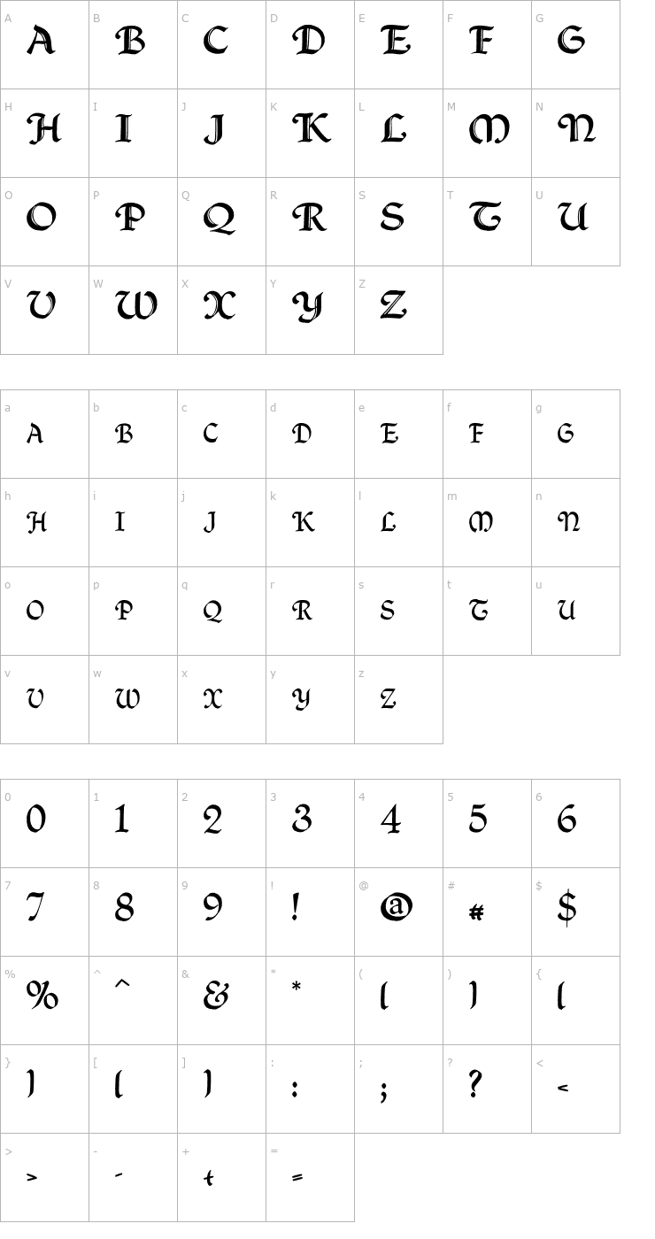 Character Map QuillCapitals Font