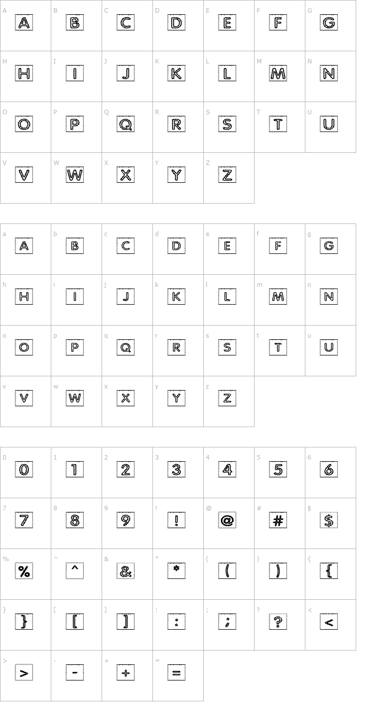 Character Map Quilted Indian Font