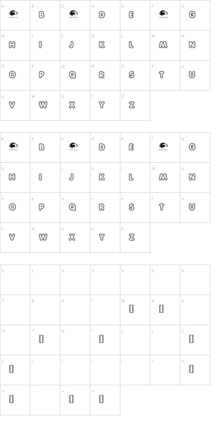 Character Map QuiltedTrial Font