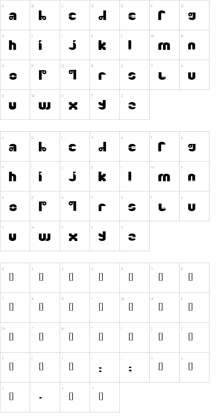 Character Map Quinkie Font