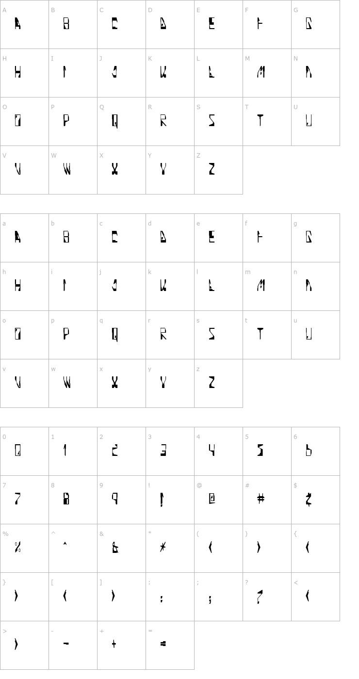 Character Map Quinoline Font