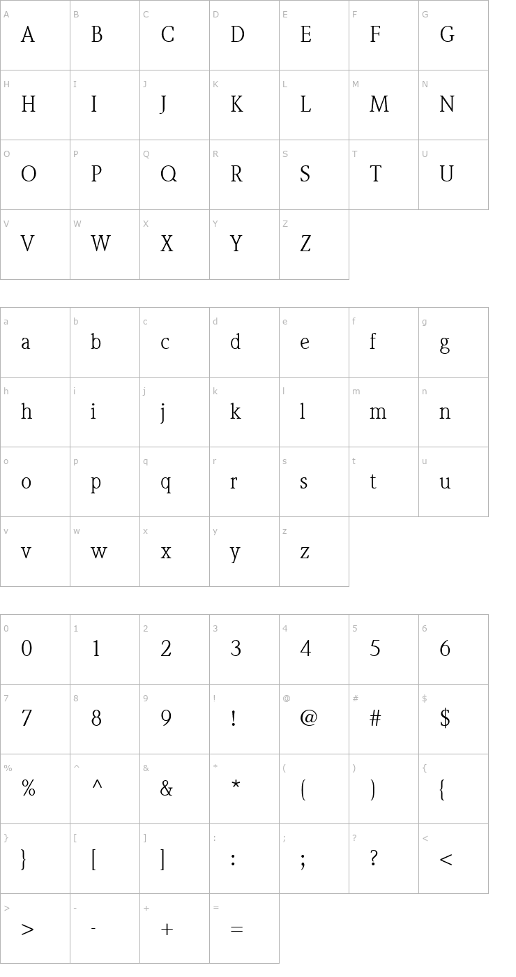 Character Map Quintessence SSi Font