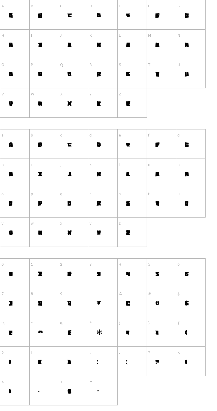 Character Map Quirtly Font