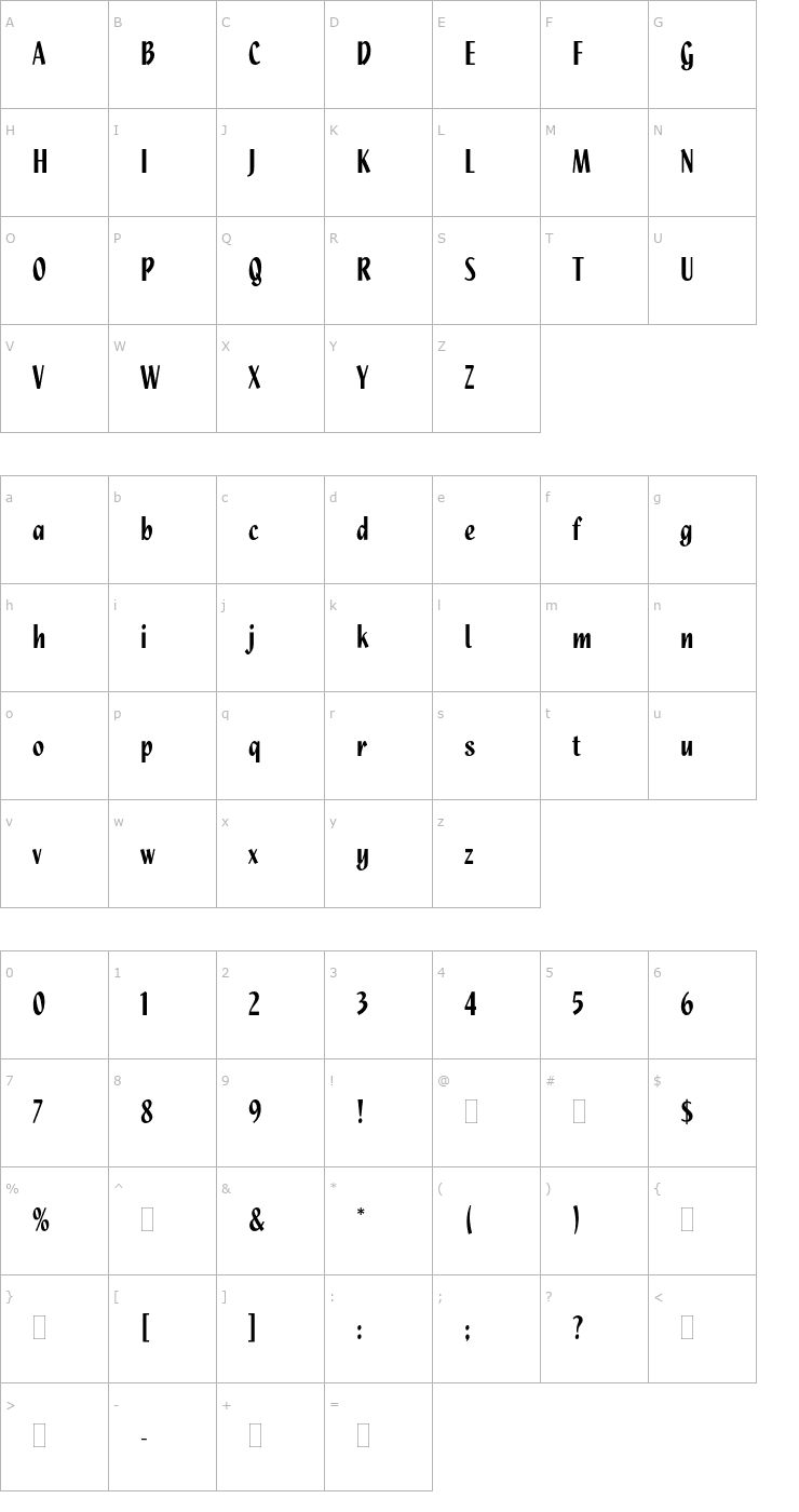 Character Map QuixleyPlain Font