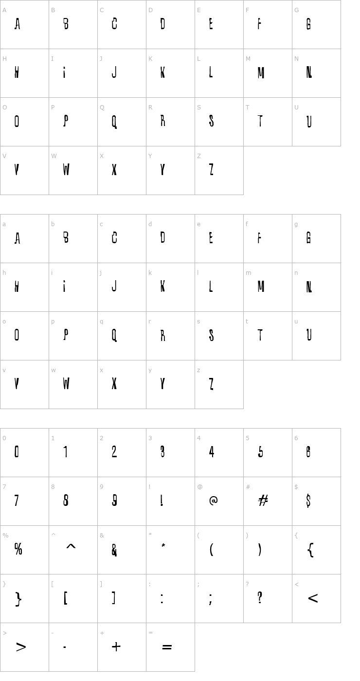 Character Map Quixotic Font