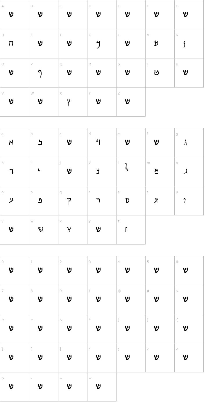 Character Map Qumrân Font