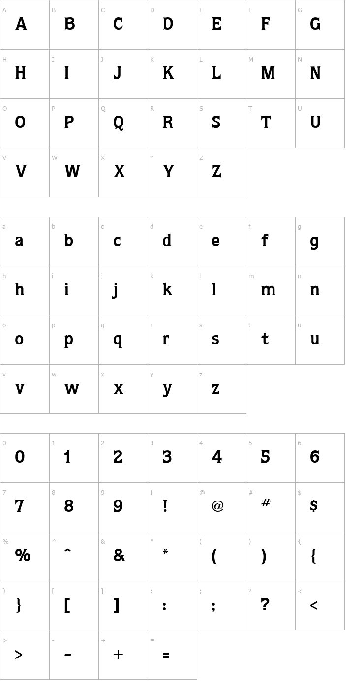 Character Map Quorum Bold Font