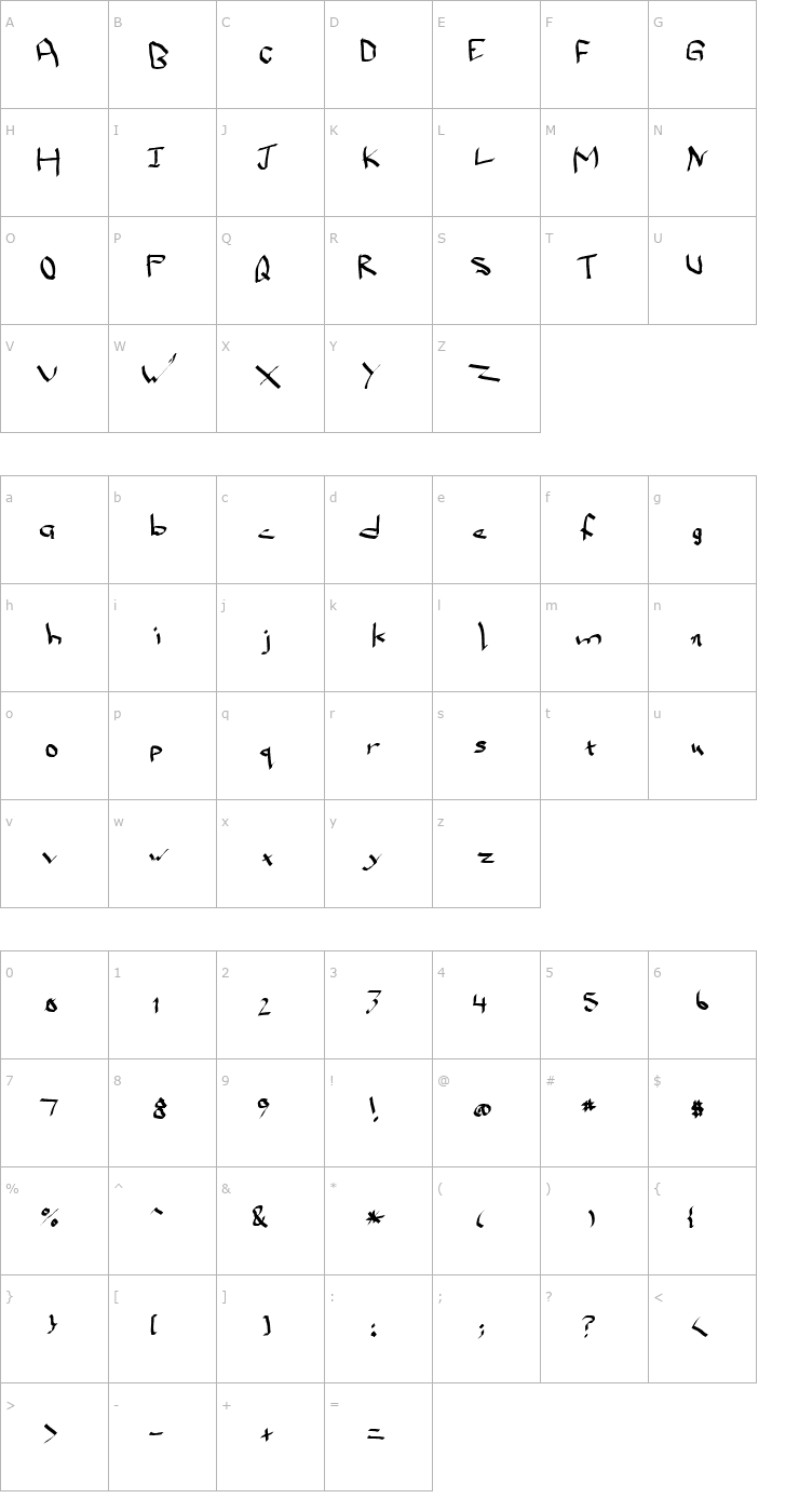 Character Map Qwikscribble Normal Font