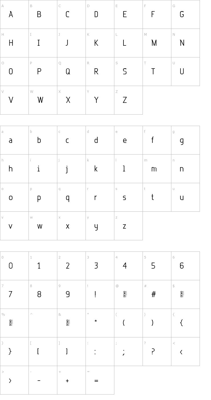 Character Map Røtør Font