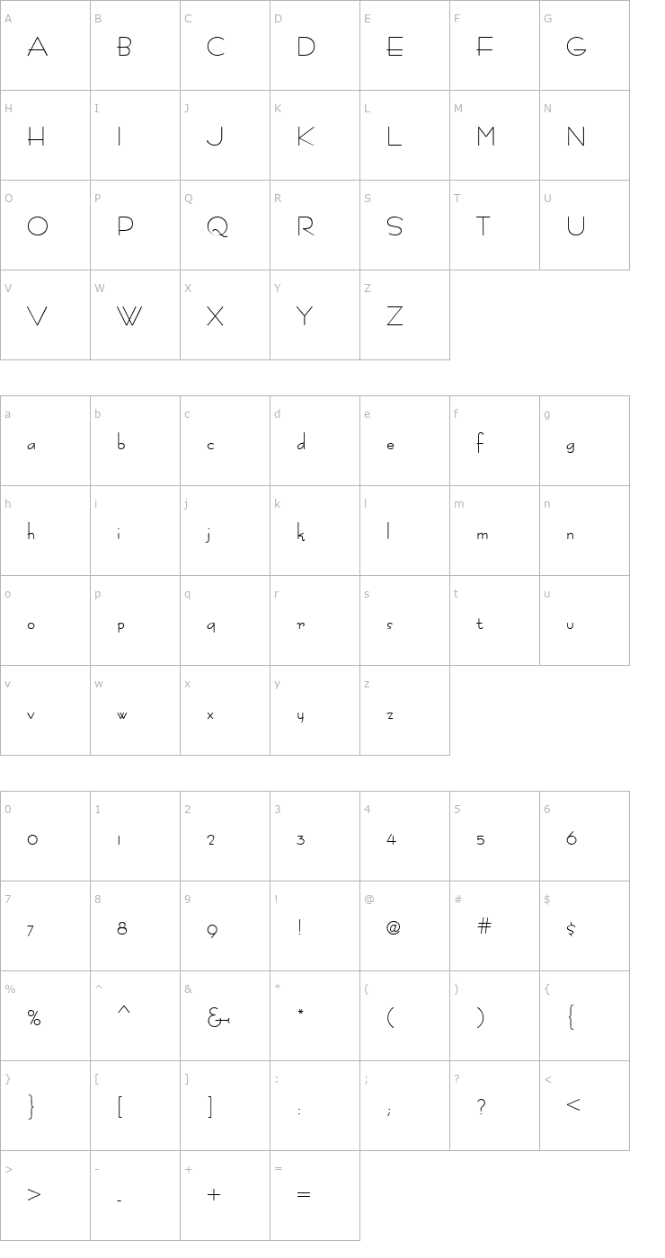 Character Map Racetrac Normal Font