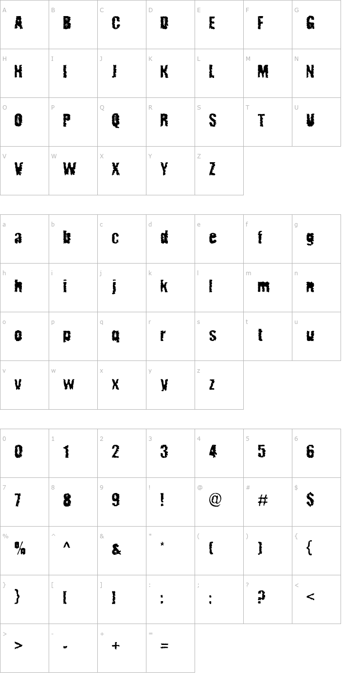 Character Map Radiated Pancake Font