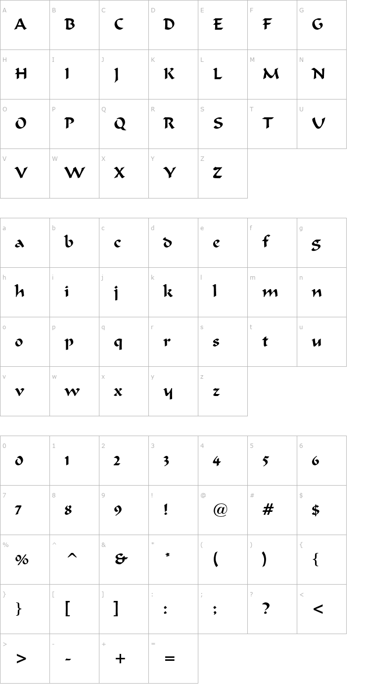 Character Map Radical Font