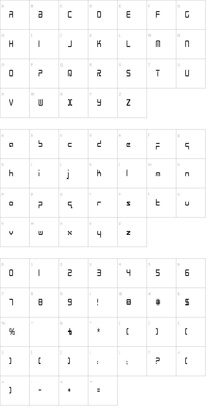 Character Map Radio Space Condensed Font