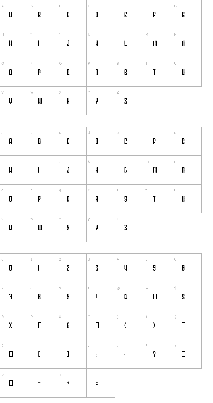Character Map Radonator Cactus Normal Font