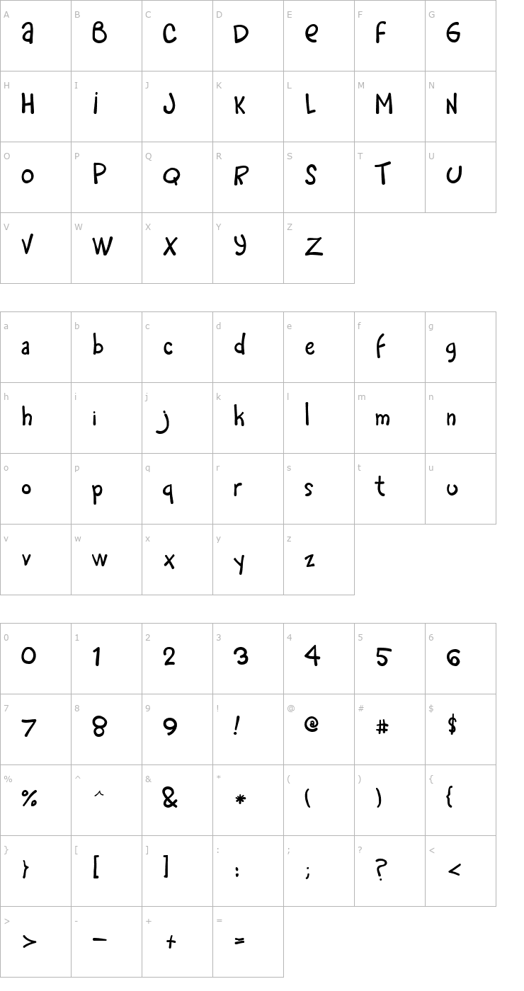Character Map Rafa Bold Font