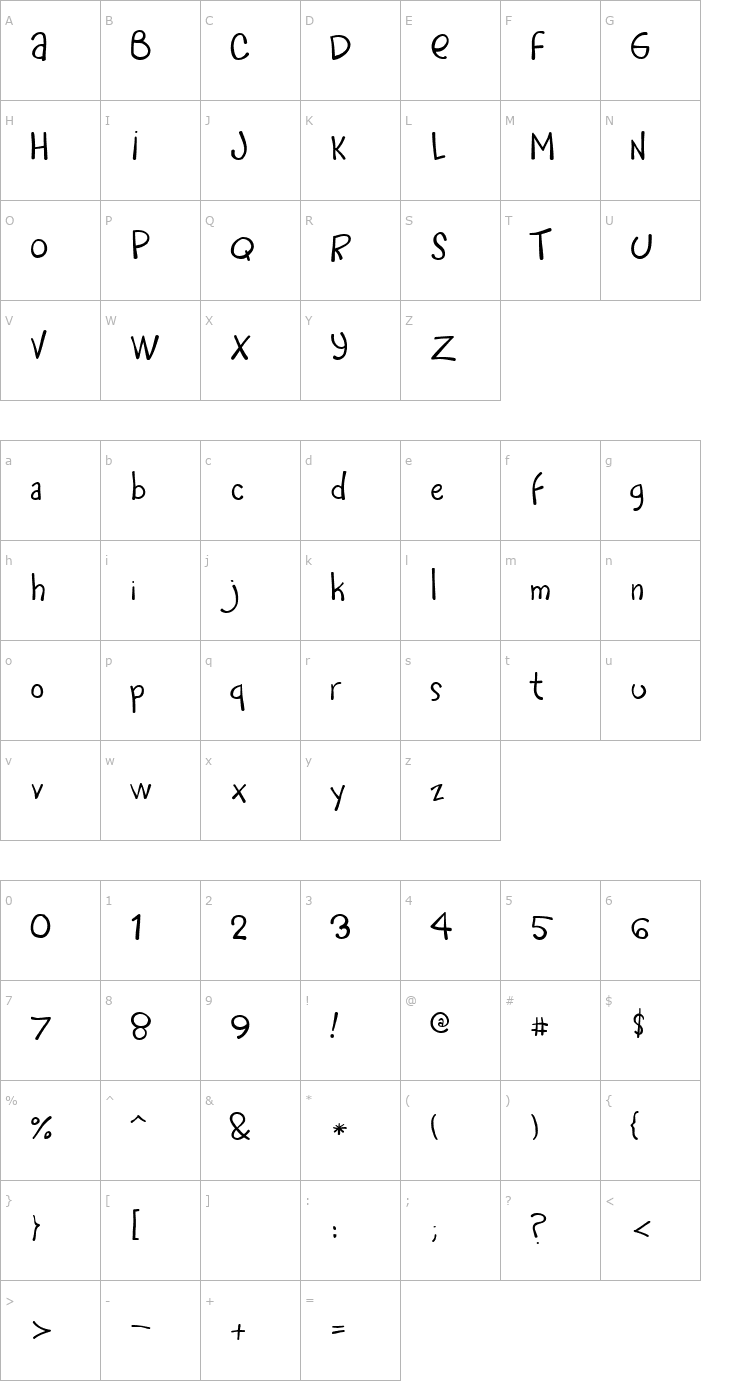 Character Map Rafa Font