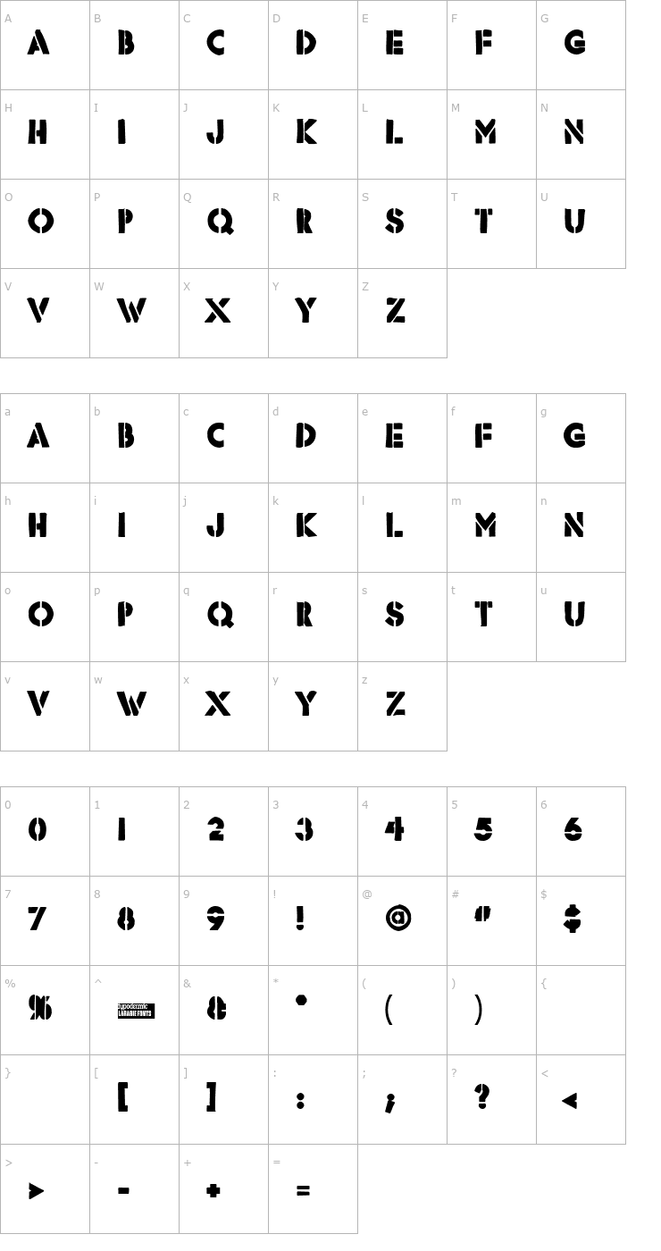 Character Map Rafika Font