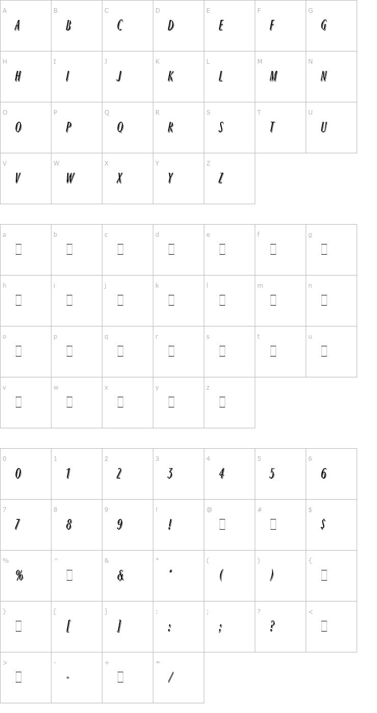 Character Map Ragtime LET Plain1.0 Font