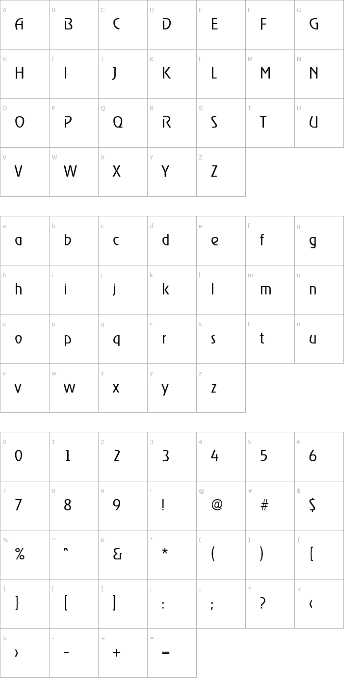 Character Map Ragtime-Light Font