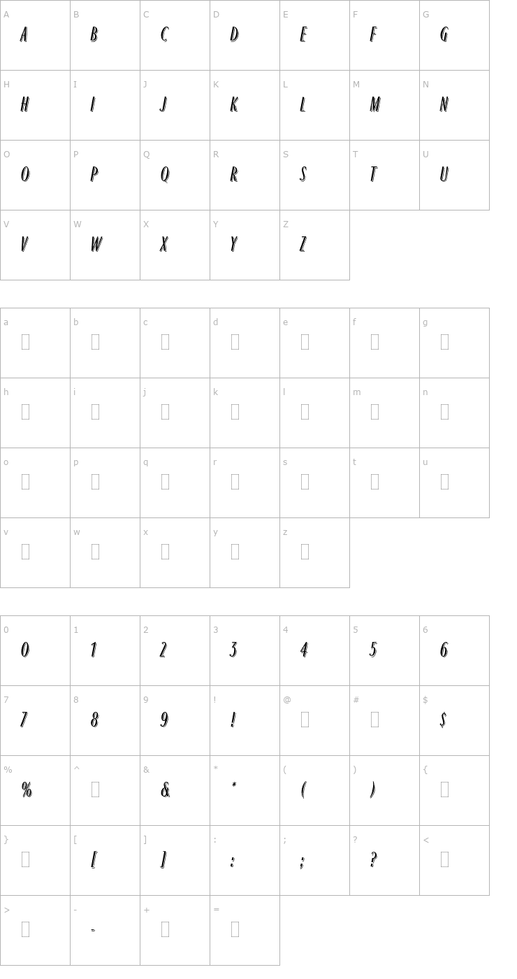 Character Map RagtimePlain Font