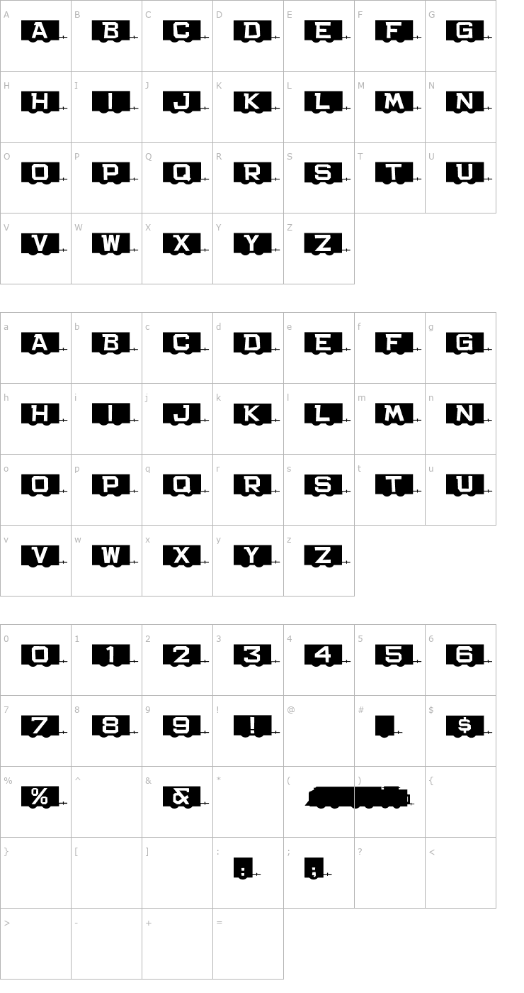Character Map Rail Cars JL Font
