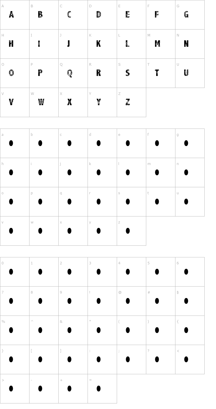 Character Map Raindrop Splash Font