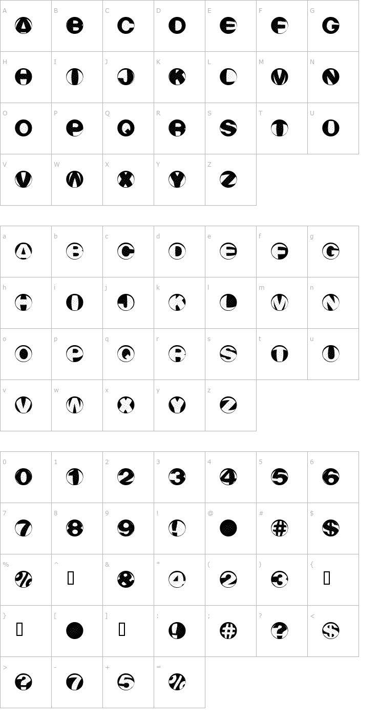 Character Map RainyNight Medium Font