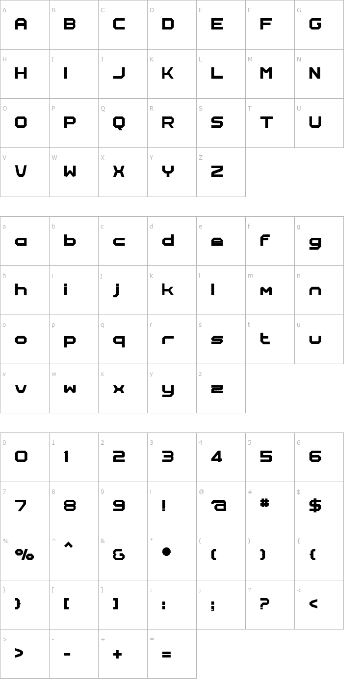 Character Map Rally-Regular Font