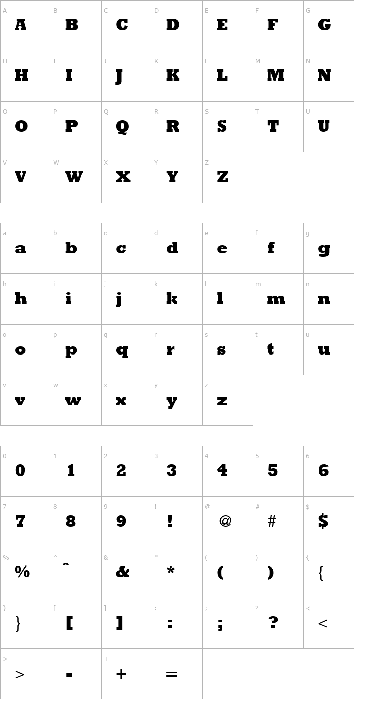 Character Map RambaultExtrabold-Regular Font