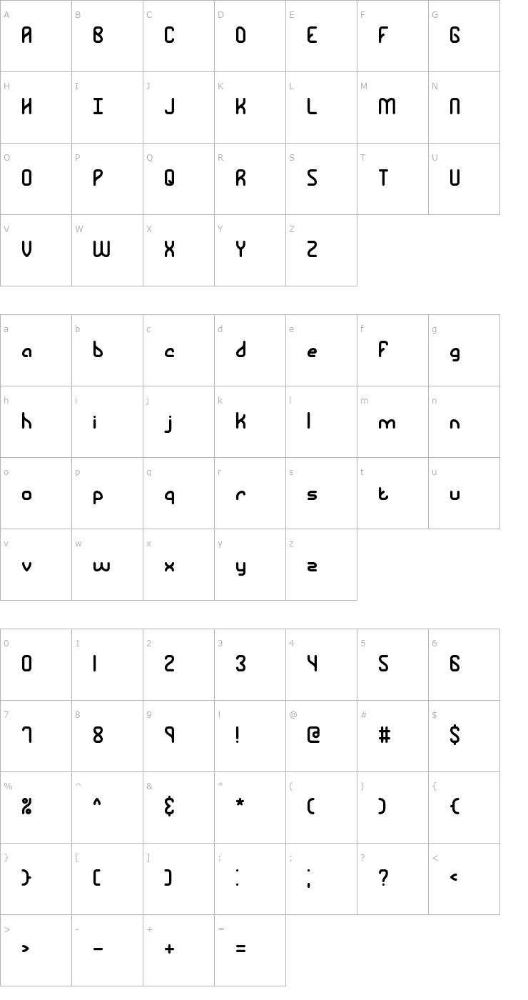 Character Map Rambling BRK Font