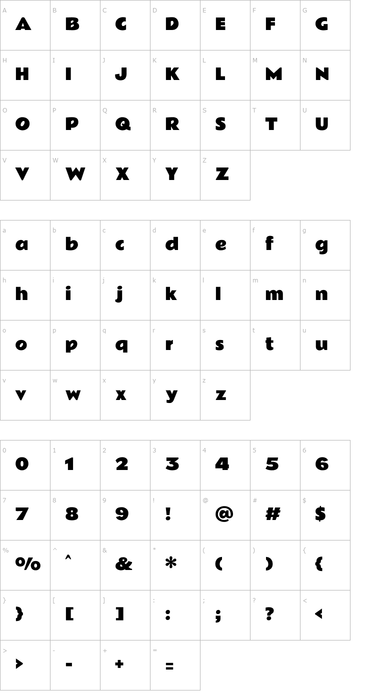 Character Map Rammetto One Font